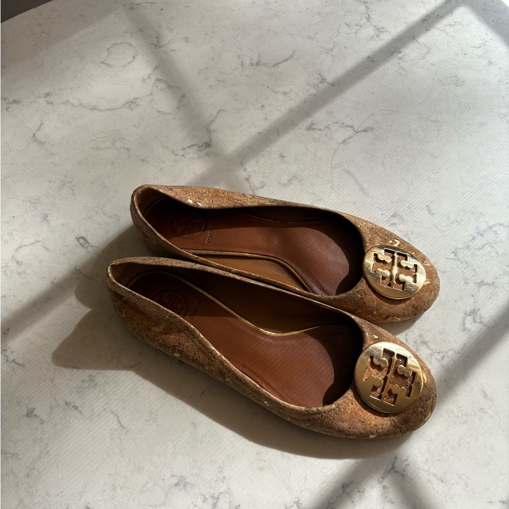 Tory Burch Women's Cork Flats with Gold Accents 7M
